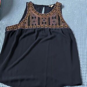 Pixley Black and Gold Embroidered Blouse